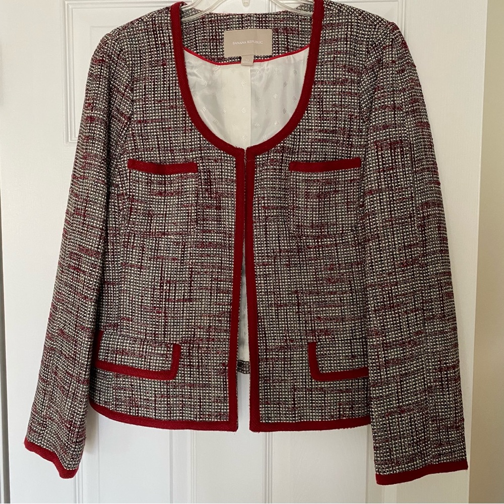 Banana Republic Blazer Red Trim Size 14